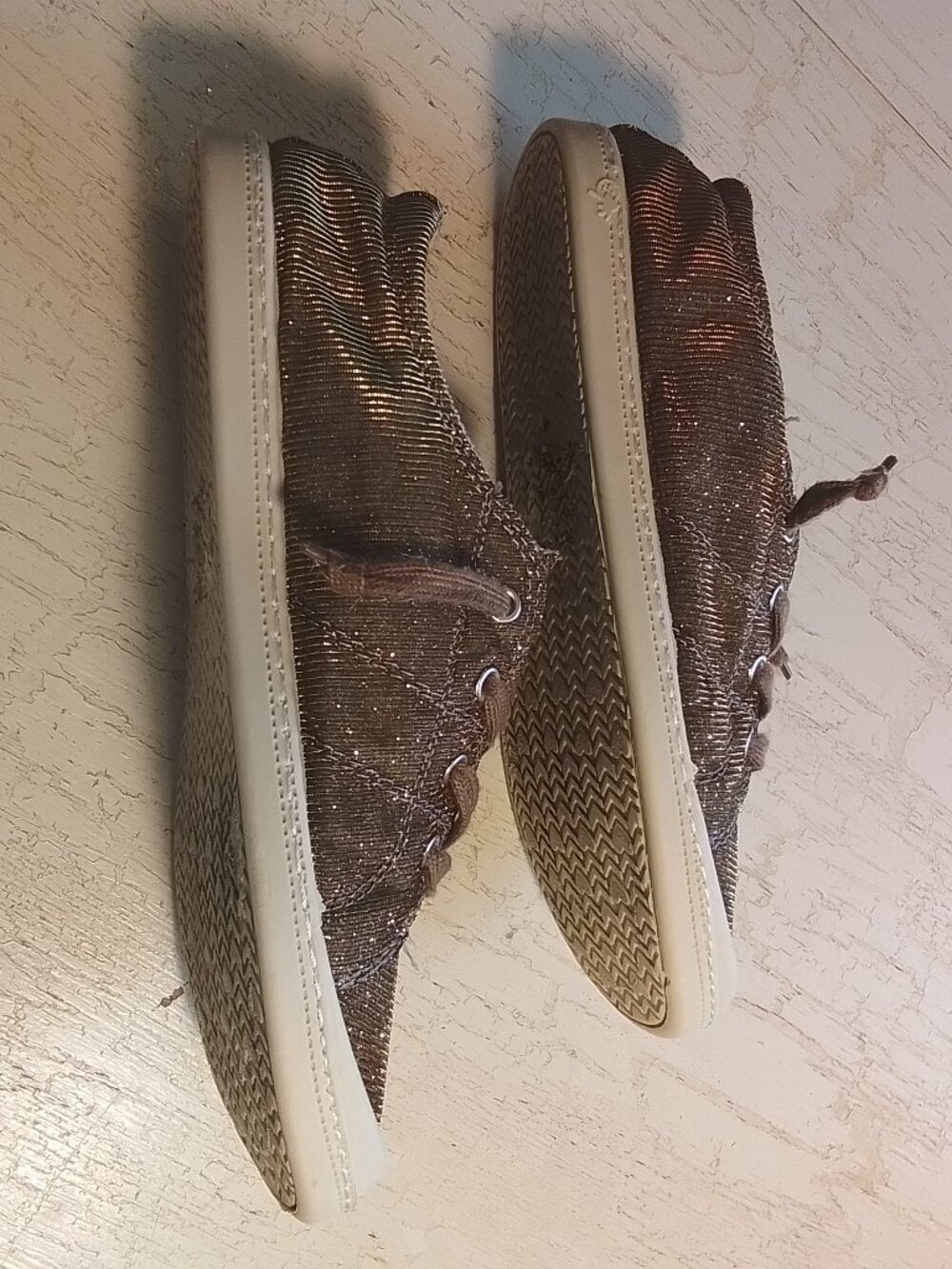 Gold JellyPop Comfort Fit Sneakers Glitter Sparkle 10M Bronze Step-In - Picture 6 of 8